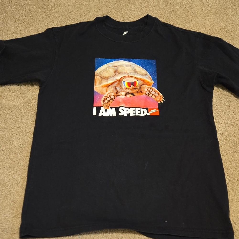 Black Nike T-Shirt with Turtle Design